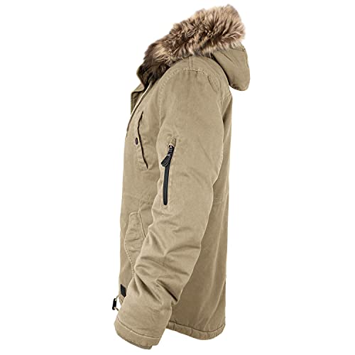 bw-online-shop Parka de invierno Fishtail con forro para hombre, marrón claro, L