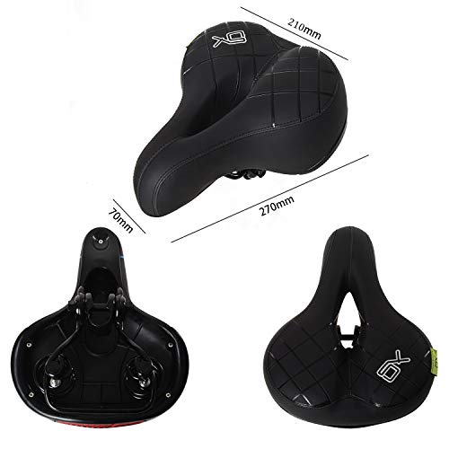 BWBIKE Wide Soft Flexible Cojín del Asiento de la Bicicleta Diseño a Prueba de Golpes Big Bum Sillín de Confort Extra para Bicicleta de montaña de MTB, Bicicleta Plegable, Bicicleta de Carretera