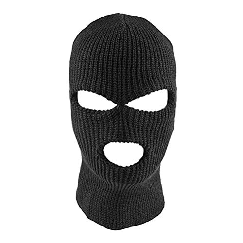 Bweele OTentW Máscara de la Cara Completa Máscara de Punto de pasamontañas de 3 Agujeros Sombrero de Estiramiento de Invierno Máscara de Nieve Gorro Gorro Nuevo Máscaras faciales Negras cálidas