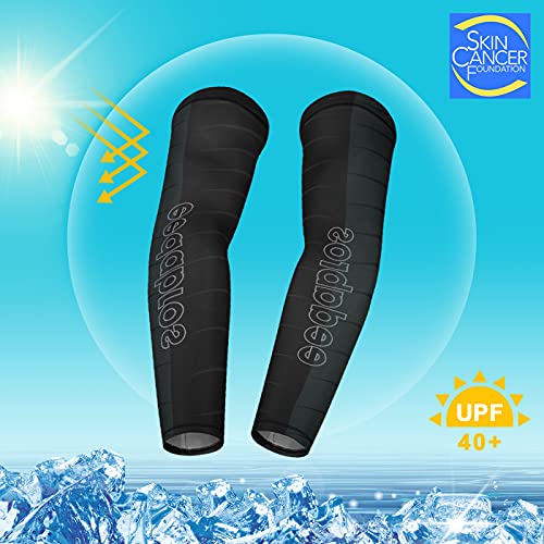 Bwiv Manguitos de Ciclismo Anti UV Protección Solar UPF 50＋ Estampado en Círculos Manguitos de Running Voleibol Excursión Actividades al Aire Libre 1 Par (Negro(Rayas), S)