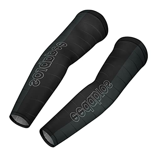 Bwiv Manguitos de Ciclismo Anti UV Protección Solar UPF 50＋ Estampado en Círculos Manguitos de Running Voleibol Excursión Actividades al Aire Libre 1 Par (Negro(Rayas), S)