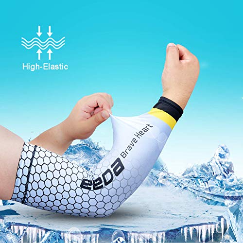 Bwiv Unisex Manguitos del Brazo para Deportes Anti UV UPF 40+ en Forma de Panal Manguitos refrescantes para Actividades al Aire Libre 1 par Blanco M