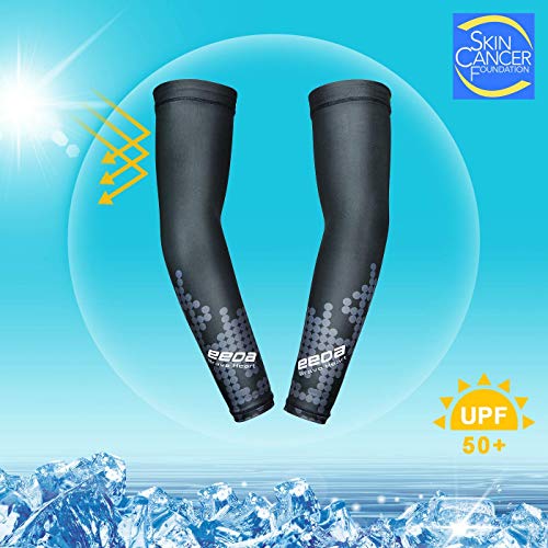 Bwiv Unisex Manguitos para Deportes Dispositivo de Ciclismo Anti UV protección Solar UPF 50+ Estampado en círculos Manguitos para Correr Voleibol excursión 1 par Negro M