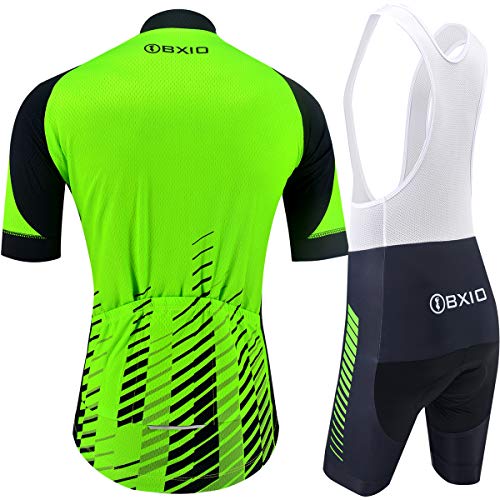 BXIO Conjunto Ciclismo Hombre, Manga Corta y Pantalones Cortos Acolchados, Gel 5D Ropa Ciclismo Transpirable Secado rápido