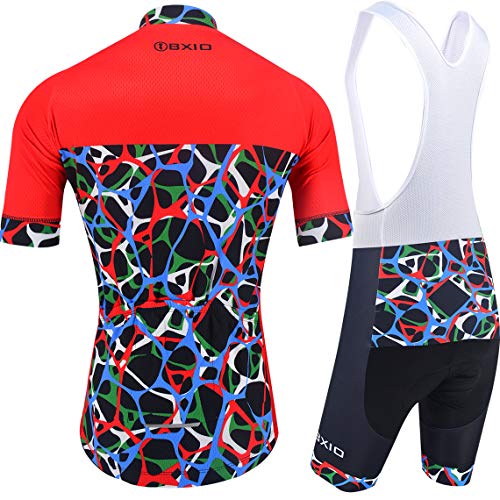BXIO Conjuntos de Ciclismo para Hombre Jerseys de Ciclismo de Moda Transpirables Rojos 5D Gel Pad Bib Shorts Shorts de Secado rápido MTB Cycle Wear Mangas Cortas 213 (Red(213,Bib Shorts), 5XL)