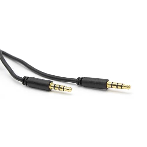 Cable de Audio Estereo Jack 3.5 Macho-Macho 4 Pin (0.50 Metros, Negro)