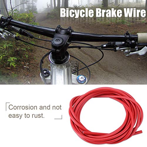 Cable de Freno de Bicicleta de 3 m Alambres de Bicicleta de Acero y Caucho y PVC duraderos para Bicicletas MTB de Carretera Reemplazo Kit de Accesorios(Rojo)