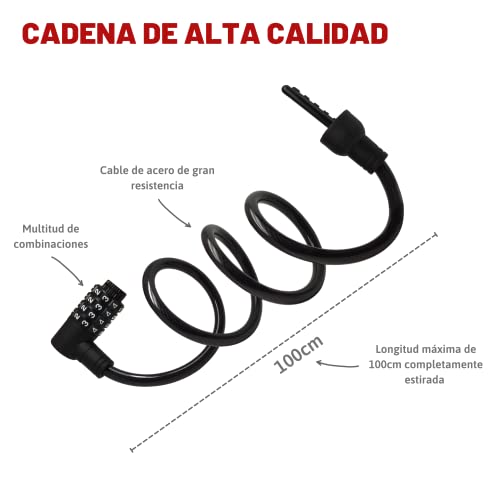 Cadena Antirrobo para Bicicletas con Combinación Numérica | Candado con Cerradura para Evitar Robos En Bicis Y Patinetes | Sistema De Seguridad Sin Llave Fuerte Resistente E Ideal para Transportar