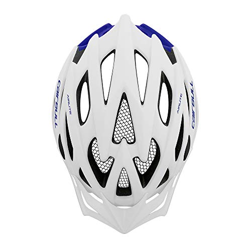 Cairbull AIRLITE Casco de Bicicleta para Hombres y Mujeres Casco de MTB Casco Deportivo recreativo con Red para Insectos, Casco de Bicicleta de Carreras de ala Larga (Blanco Azul, L)