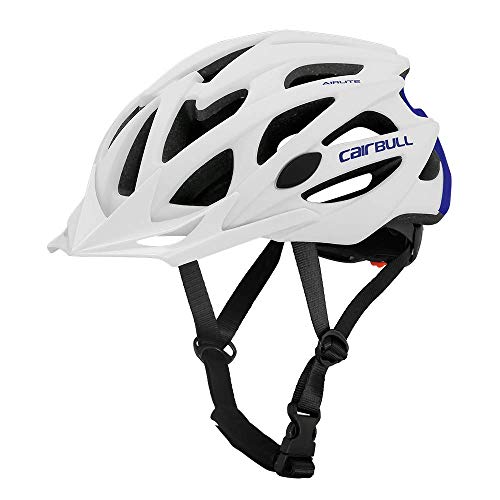 Cairbull AIRLITE Casco de Bicicleta para Hombres y Mujeres Casco de MTB Casco Deportivo recreativo con Red para Insectos, Casco de Bicicleta de Carreras de ala Larga (Blanco Azul, L)