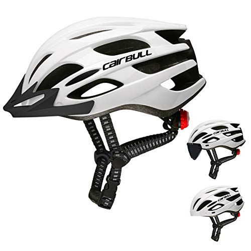 Cairbull Casco, Unisex Adulto Casco de Ciclismo Equipado con luz LED/Visera/Gafas de Sol