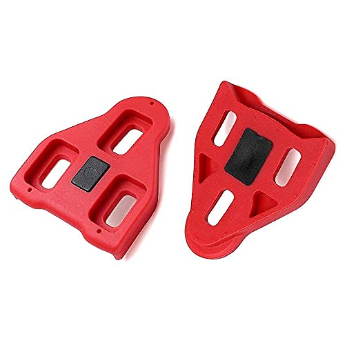 Calas para Pedales Compatibles con Look Delta (9 ° de Libertad Angular) Calas para Bicicletas de Ciclismo (Rojo)