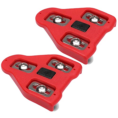 Calas para Pedales Compatibles con Look Delta (9 ° de Libertad Angular) Calas para Bicicletas de Ciclismo (Rojo)
