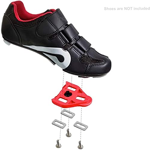 Calas para Pedales Compatibles con Look Delta Peloton (9 ° de Libertad Angular) Calas para Bicicletas de Ciclismo, Rojas (1-Pack)