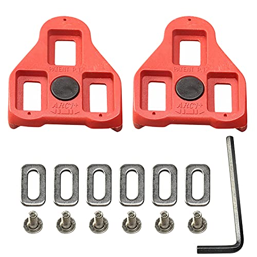 Calas para Pedales Compatibles con Look Delta Peloton (9 ° de Libertad Angular) Calas para Bicicletas de Ciclismo, Rojas (1-Pack)