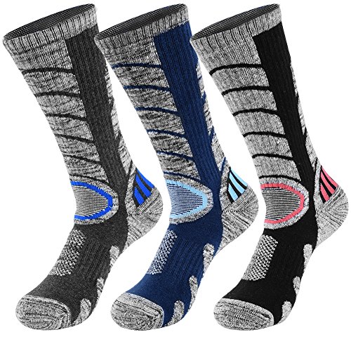 Calcetines Compresión para Mujer Hombre - Mallas Largo Algodon Tela Colores Medias Elástico Todos 3 Pares Lana Fitness Sport Socks para Trekking Correr Bicicleta Moto Futbol Hunter Frio Esqui Nieve