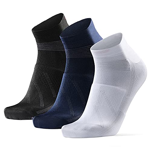 Calcetines de Ciclismo de Corte Bajo, para Hombres y Mujeres, paquete de 3 calcetines de bicicleta transpirables(De Varios Colores - 3 Pares (1 x Blanco, 1 x Negro, 1 x Azul), EU 39-42)