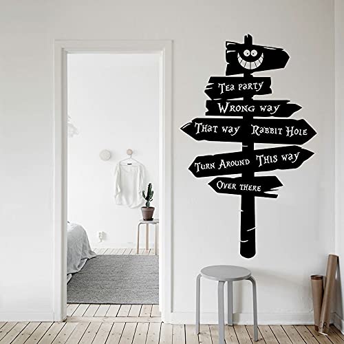 Calcomanía de pared de señal de carretera Alicia en el país de las Maravillas decoración té fiesta regalo conejo agujero vinilo pegatina A2 42x68cm