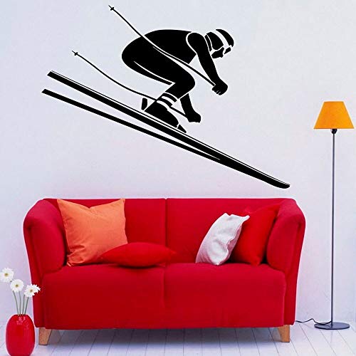 Calcomanías de pared de esquí skier speed invierno deportes extremos puertas y ventanas pegatinas de vinilo dormitorio para s pegatinas es calcomanías otro color 42x56cm