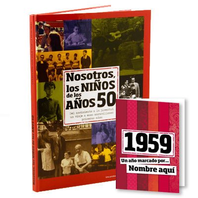 Calledelregalo Libro de tu año de Nacimiento, Libro de la década de los 50 con Tarjeta Personalizada - Regalo para cumpleaños - Otras Edades Disponibles