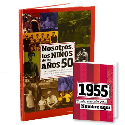 Calledelregalo Libro de tu año de Nacimiento, Libro de la década de los 50 con Tarjeta Personalizada - Regalo para cumpleaños - Otras Edades Disponibles