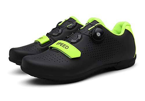 Calzado De Bicicleta para Hombre Y Mujer Sin Candado Bicicleta De Carretera Bicicleta Zapatillas De Suela Rígida (44,Negro)