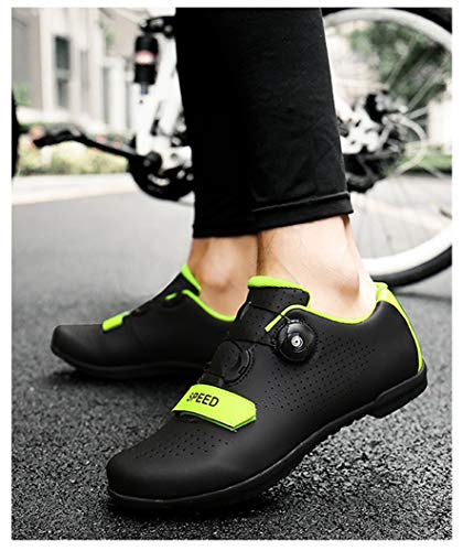 Calzado De Bicicleta para Hombre Y Mujer Sin Candado Bicicleta De Carretera Bicicleta Zapatillas De Suela Rígida (44,Negro)