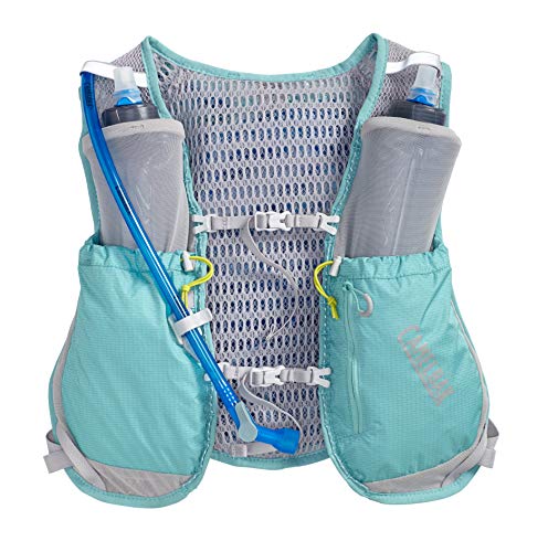 CamelBak Circuit Vest W'S 3½ l + Crux 1½ l Run HIDRATACIÓN, Adultos Unisex, Aqua Sea/Silver, 3,5 litros