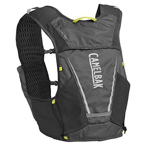 CamelBak Ultra Pro Vest 6 l + 2 Quick Stow Flask ½ (S,M,L) Run HIDRATACIÓN, Adultos Unisex, M Graphite/Sulphur Spring, 6 litros