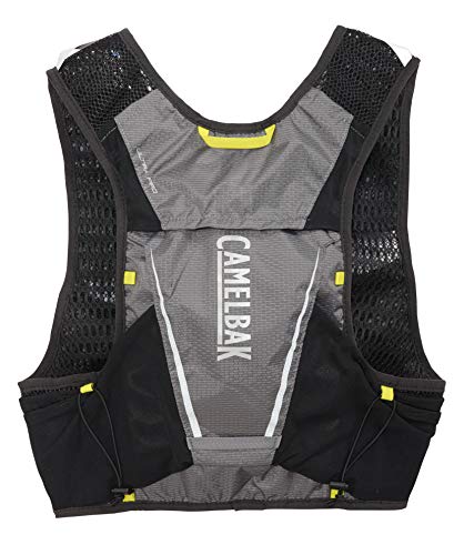 CamelBak Ultra Pro Vest 6 l + 2 Quick Stow Flask ½ (S,M,L) Run HIDRATACIÓN, Adultos Unisex, M Graphite/Sulphur Spring, 6 litros