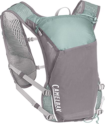 CamelBak Zephyr Vest W'S 10 l + 2 Quick Stow Flask Run HIDRATACIÓN, Adultos Unisex, Silver/Blue Haze, 10 litros