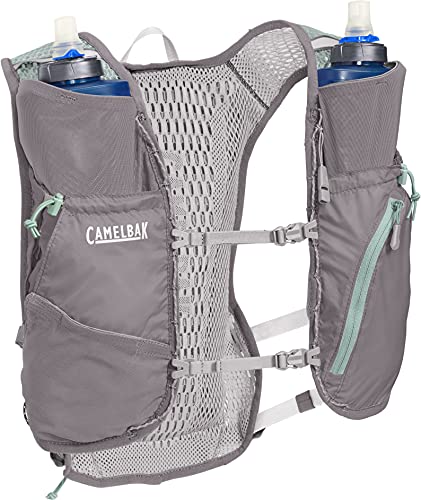 CamelBak Zephyr Vest W'S 10 l + 2 Quick Stow Flask Run HIDRATACIÓN, Adultos Unisex, Silver/Blue Haze, 10 litros