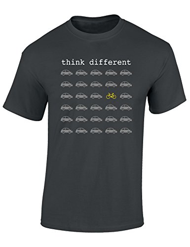 Camiseta Bicileta: Think Different - Regalo Ciclistas - Bici - BTT - MTB - BMX - Mountain-Bike - Downhill - Regalos Deporte - Camisetas Divertida-s - Ciclista - Retro - Fixie Shirt (XXL)