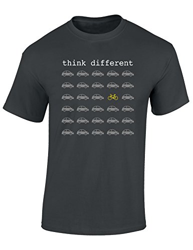 Camiseta Bicileta: Think Different - Regalo Ciclistas - Bici - BTT - MTB - BMX - Mountain-Bike - Downhill - Regalos Deporte - Camisetas Divertida-s - Ciclista - Retro - Fixie Shirt (3XL)