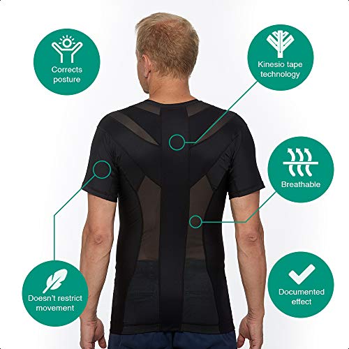 Camiseta con Corrector de Postura para Espalda Con Cremallera | Corrector de Hombros para Hombre | Cuenta con Tecnología Neuroband que Ayuda a Reducir Tensión | Dolor y Mejora la Postura