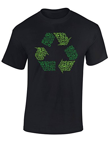 Camiseta de Bicileta: Bicis y Reciclaje - Regalo Ciclistas - BTT - MTB - BMX - Mountain-Bike - Downhill - Regalos Deporte - Divertida-s - Recycling - Retro - Fixie-Bike Shirt (L)