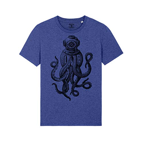 Camiseta de pópo Palombaro para casco de Sub Art Stamp Octopus Wears Helmet Diver - Camiseta unisex Dynamic Blue M