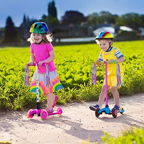 Campana para Bicicleta Niños CHALA 4PCS Timbre de Bicicleta Niños con 2PCS Bicicleta Manillar Serpentinas, Borlas de Patinete para Niños Timbre para Bicicleta Diseño en Flor para Manillar