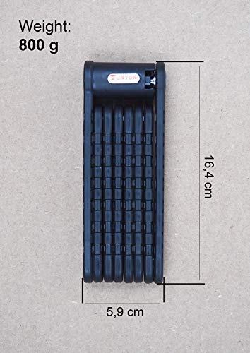 Candado antirrobo plegable extralargo para bicicleta eléctrica, 8 ramas, 88 cm, circunferencia, negro, alta seguridad, 3 llaves