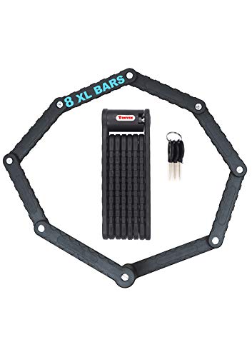 Candado antirrobo plegable extralargo para bicicleta eléctrica, 8 ramas, 88 cm, circunferencia, negro, alta seguridad, 3 llaves