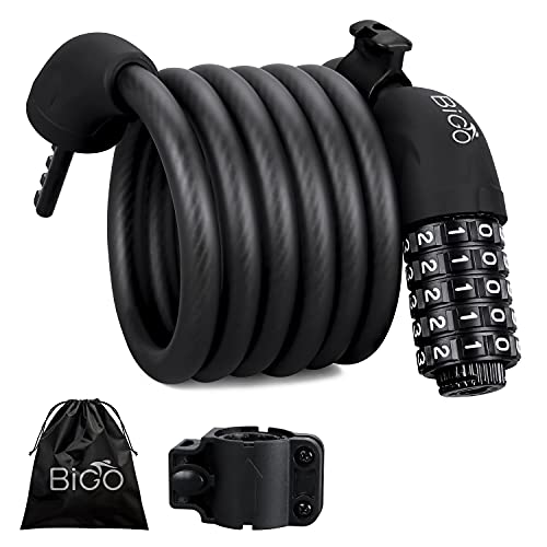 Candado de Bicicleta BIGO Seguridad Candado de Cable Mejor Combinación con Flexible montaje Cable de Bloqueo antirrobo alta seguridad para la bicicleta al Aire Libre 180cm X12mm