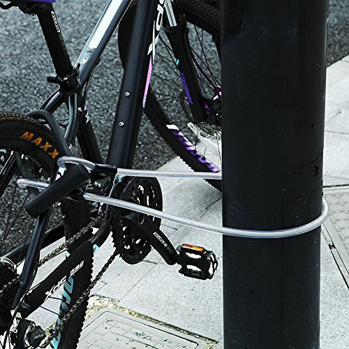 Candado en U, U Lock DINOKA Candado Bicicleta Alta Seguridad de 16mm con Abrazadera de Soporte + 1200mm de Cable de Acero trenzado flexible.