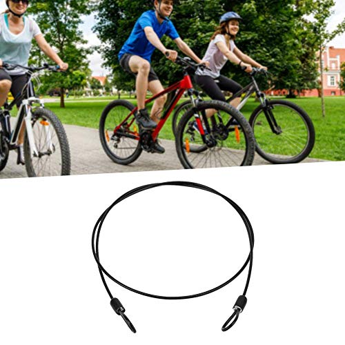 Candado para Bicicleta, Cable de acero de seguridad, Cable doble de seguridad de acero inoxidable para bicicleta, Cable de bucle para bicicleta portátil (Black )