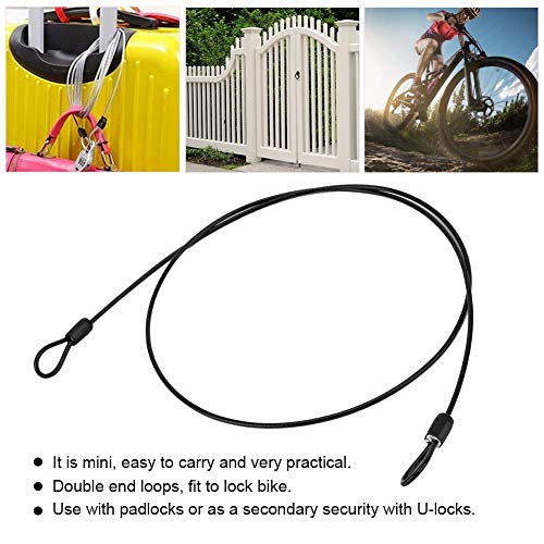 Candado para Bicicleta, Cable de acero de seguridad, Cable doble de seguridad de acero inoxidable para bicicleta, Cable de bucle para bicicleta portátil (Black )