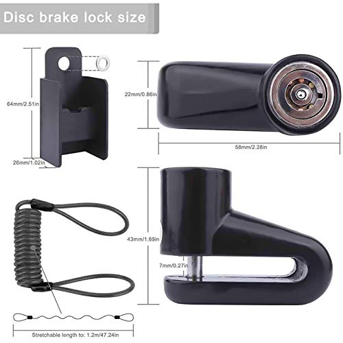 Candado Patinete Eléctrico, Cadena Antirrobo Moto, Candado Moto, Accesorios Patinete Electrico, Candado Disco Moto para Xiaomi Mijia M365 Ruedas de Bicicleta Armario con Cuerda de Recordatorio