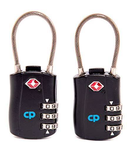 Candado TSA Combinación Taquilla 3 Dígitos Para Maleta De Viaje, EEUU USA Pequeño Con Cable de Acero Flexible Para Mochila Escolar, Cabina, Gimnasio e Equipaje De Seguridad. 2 Piezas.