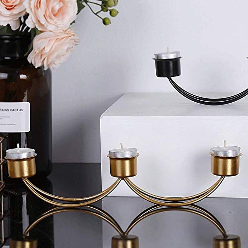 Candlestick Metal Three-Headed Candlestick Cafe Restaurant Bar Romantic Candlelight Dinner Decoration Candlestick Holders (Color : Gold Size : 29cm×6.5cm)