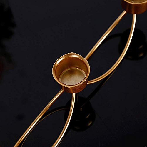 Candlestick Metal Three-Headed Candlestick Cafe Restaurant Bar Romantic Candlelight Dinner Decoration Candlestick Holders (Color : Gold Size : 29cm×6.5cm)