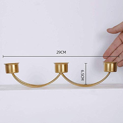 Candlestick Metal Three-Headed Candlestick Cafe Restaurant Bar Romantic Candlelight Dinner Decoration Candlestick Holders (Color : Gold Size : 29cm×6.5cm)