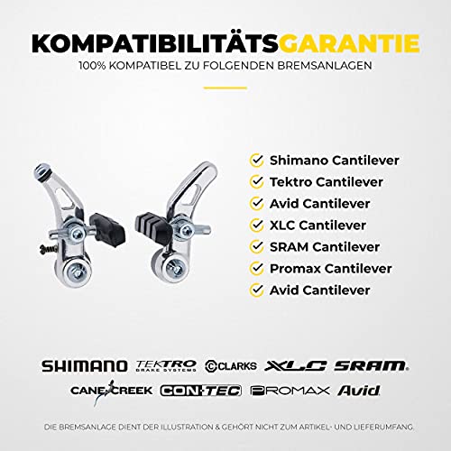 Cantilever Zapatas Freno 2 Par 70mm Symmetric I para Shimano, Tektro, Avid, Sram, XLC etc I Alto Rendimiento I Durable & Ajuste Pastillas de Freno Bicicleta